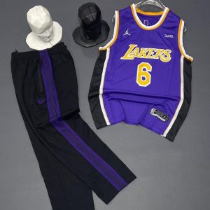 Sleeveless Vest/Long Pants Men Basketball Sports Jersey Set
