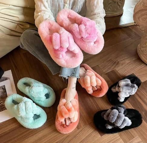 Buy Truffle Collection Pink Fuzzy Fur Slippers Online