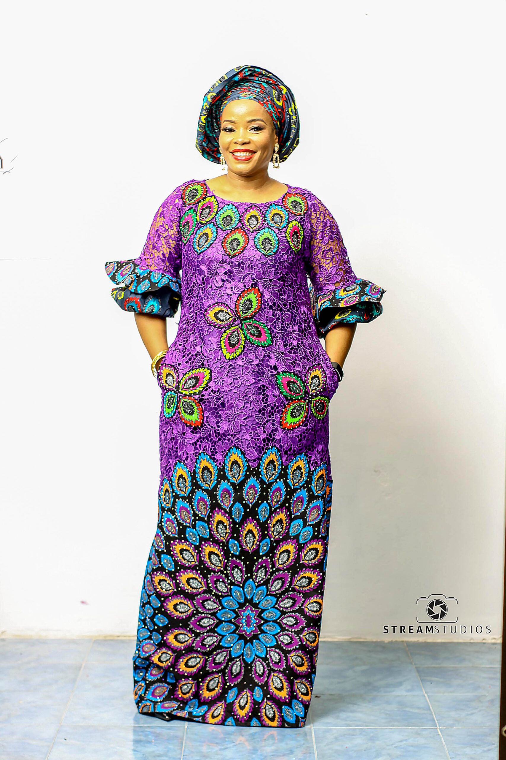 Cord lace dress Ugomma with Head Tie (purple)  CartRollers ﻿Online  Marketplace Shopping Store In Lagos Nigeria