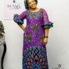 Ugomma Cord-Lace Dress with Matching Head Tie & Inner Purple Dress