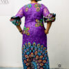 Ugomma Cord-Lace Dress with Matching Head Tie & Inner Purple Dress