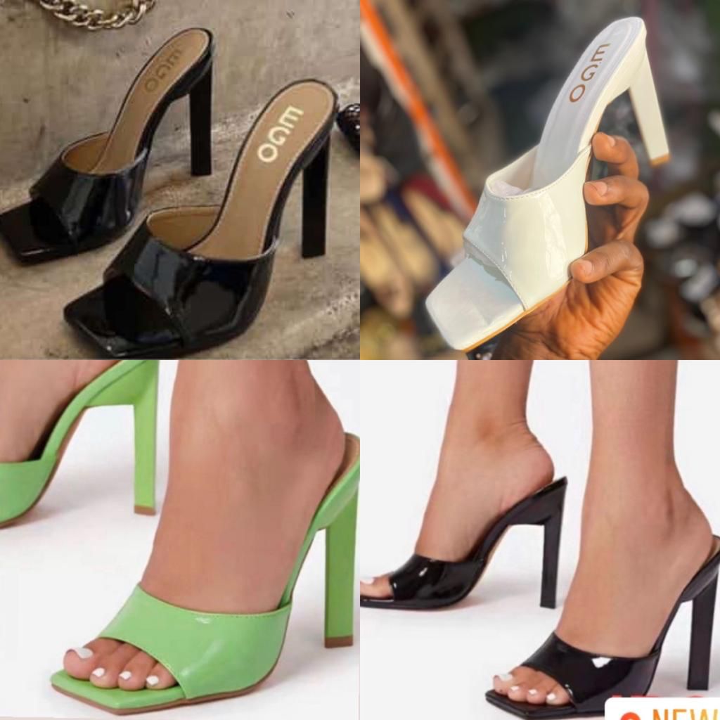 Blue Denim Slippers Women Outdoor Mules High Heels Fashion Metal Buckle Designer  Sandals Square Toe Women Shoes Size-Apricot,41 : Amazon.co.uk: Fashion