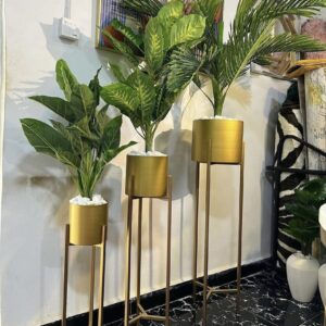 Iron Vase Flower Pot Display Set With Artificial Flower-Plant