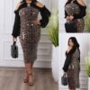 GLOSSY SNAKE PRINT WOMEN UNIQUE GOWN DRESS