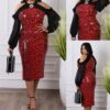 GLOSSY SNAKE PRINT WOMEN UNIQUE GOWN DRESS 3