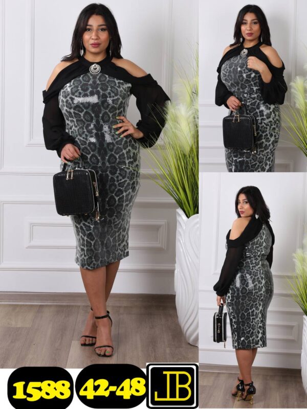 GLOSSY SNAKE PRINT WOMEN UNIQUE GOWN DRESS 4
