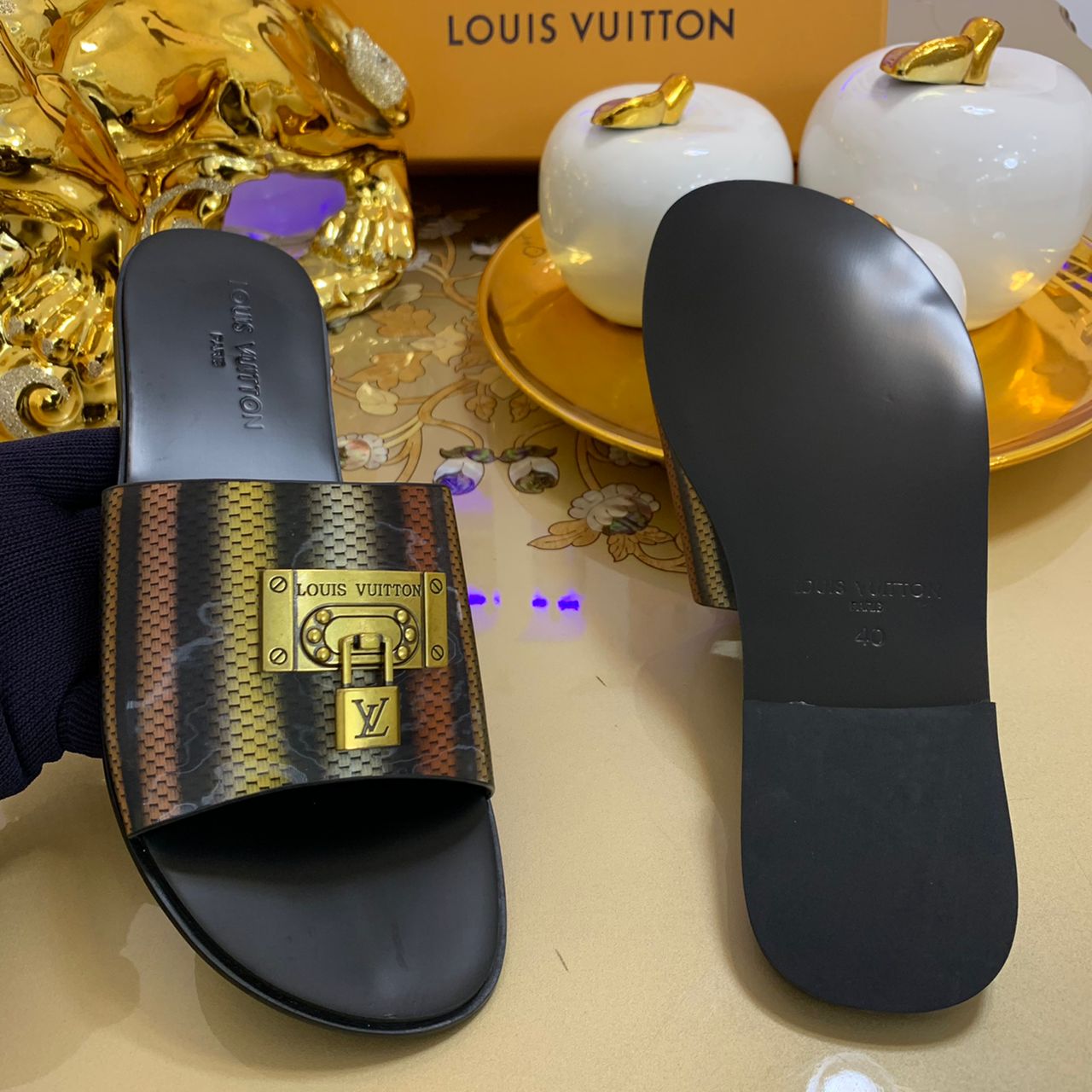 MEN'S LV LEATHER PALM SLIPPERS  CartRollers ﻿Online Marketplace Shopping  Store In Lagos Nigeria