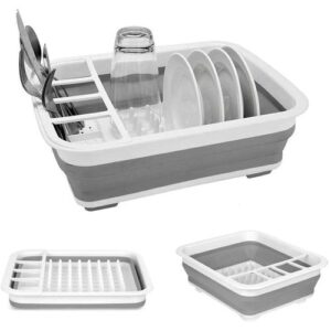 Collapsible Dish Drainer With Compartment For Cutlery
