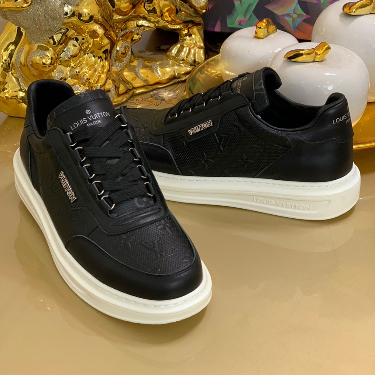 DESIGNERS FASHION LEATHER LOW SHOE SNEAKERS