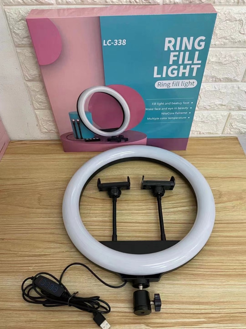 LED RING FILL-LIGHT 10 INCHES, WITH TRIPHOD STAND AND 2 HOLDER