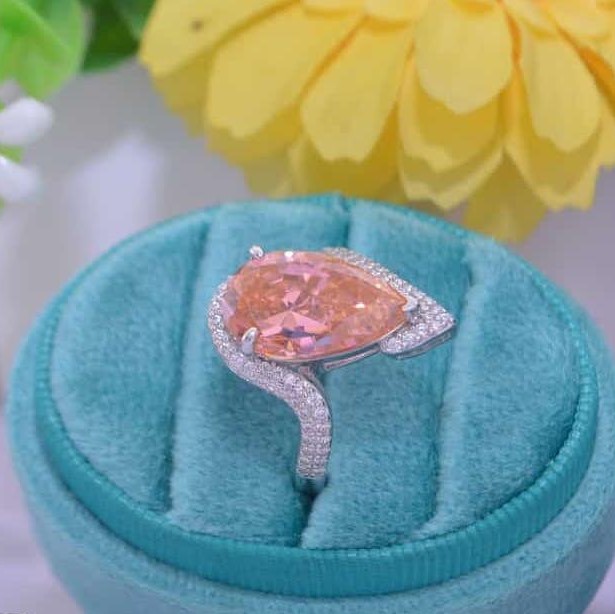 Sterling Silver 925 Morganite Engagement Ring