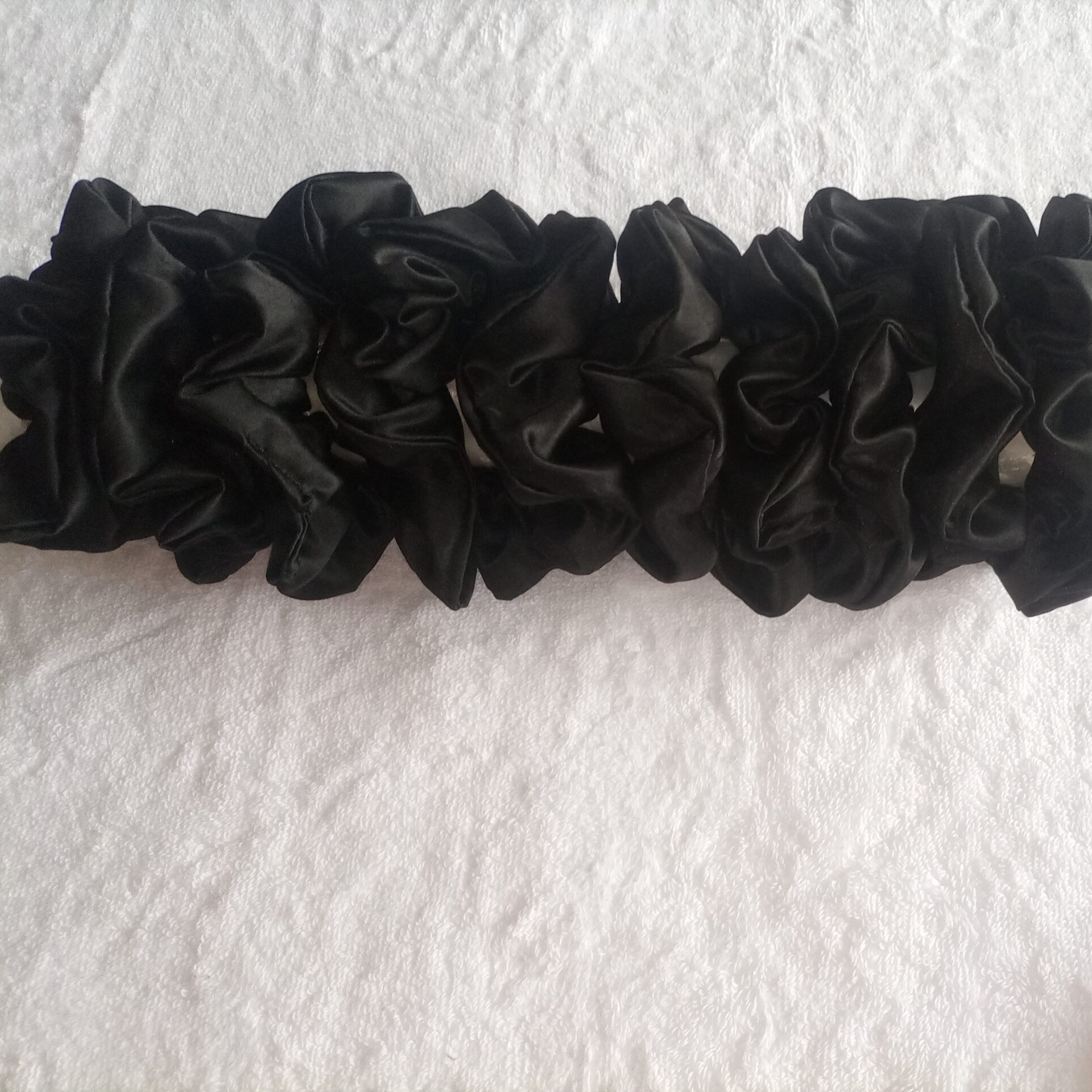 10 Black Satin hair scrunchies