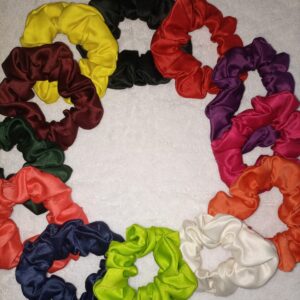 12pcs Coloured Satin Scrunchies