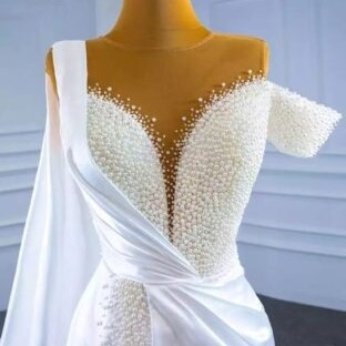BEADED IVORY COLUMN WEDDING DRESS UK SIZE 12 1