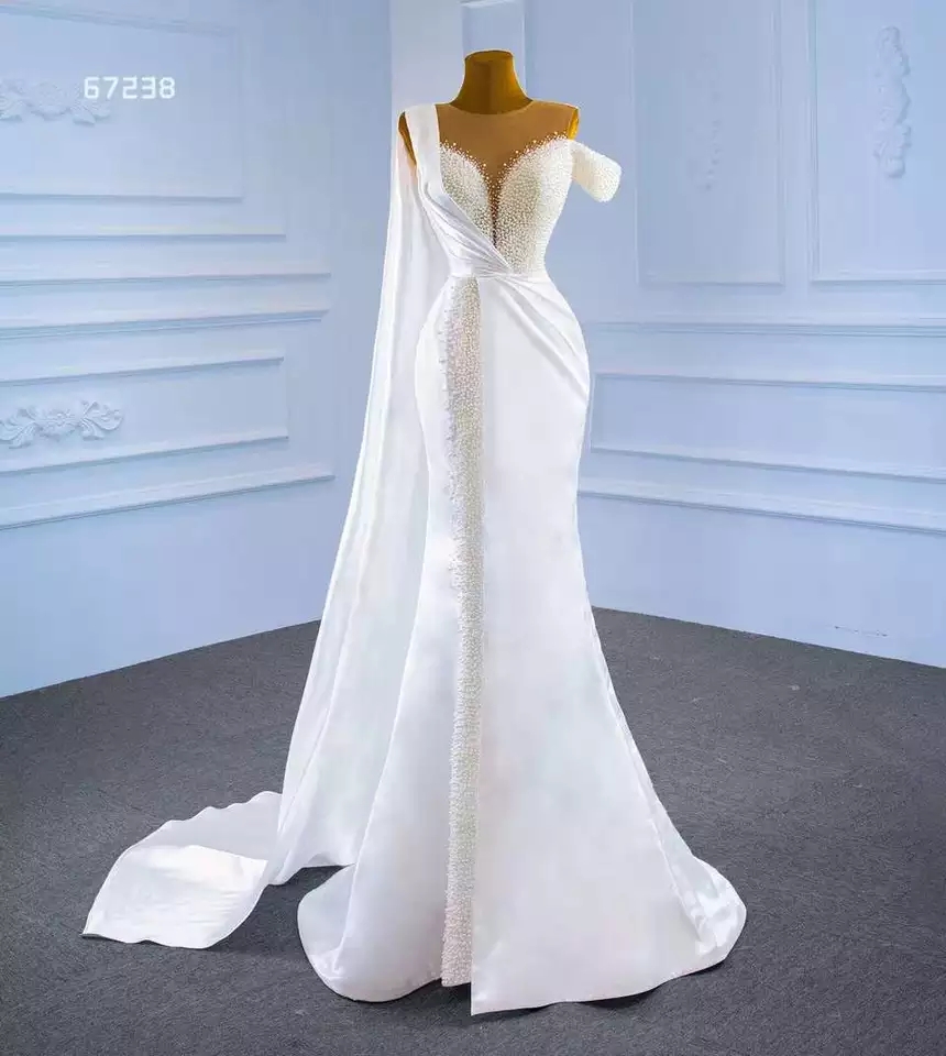 BEADED IVORY COLUMN WEDDING DRESS UK SIZE 12