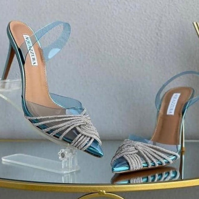 Blue Aquazzura Transparent Luxury Bridal Heel Shoe 1