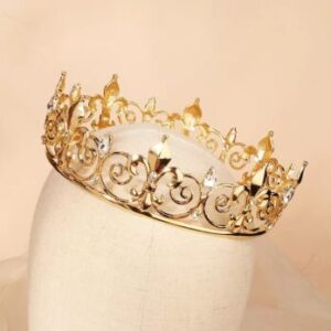 UNISEX GOLD CROWN DIADEM FOR ROYAL THEATRE PROPS KING QUEEN BRIDAL HEADPIECE AND HAIR ACCESSORY 5