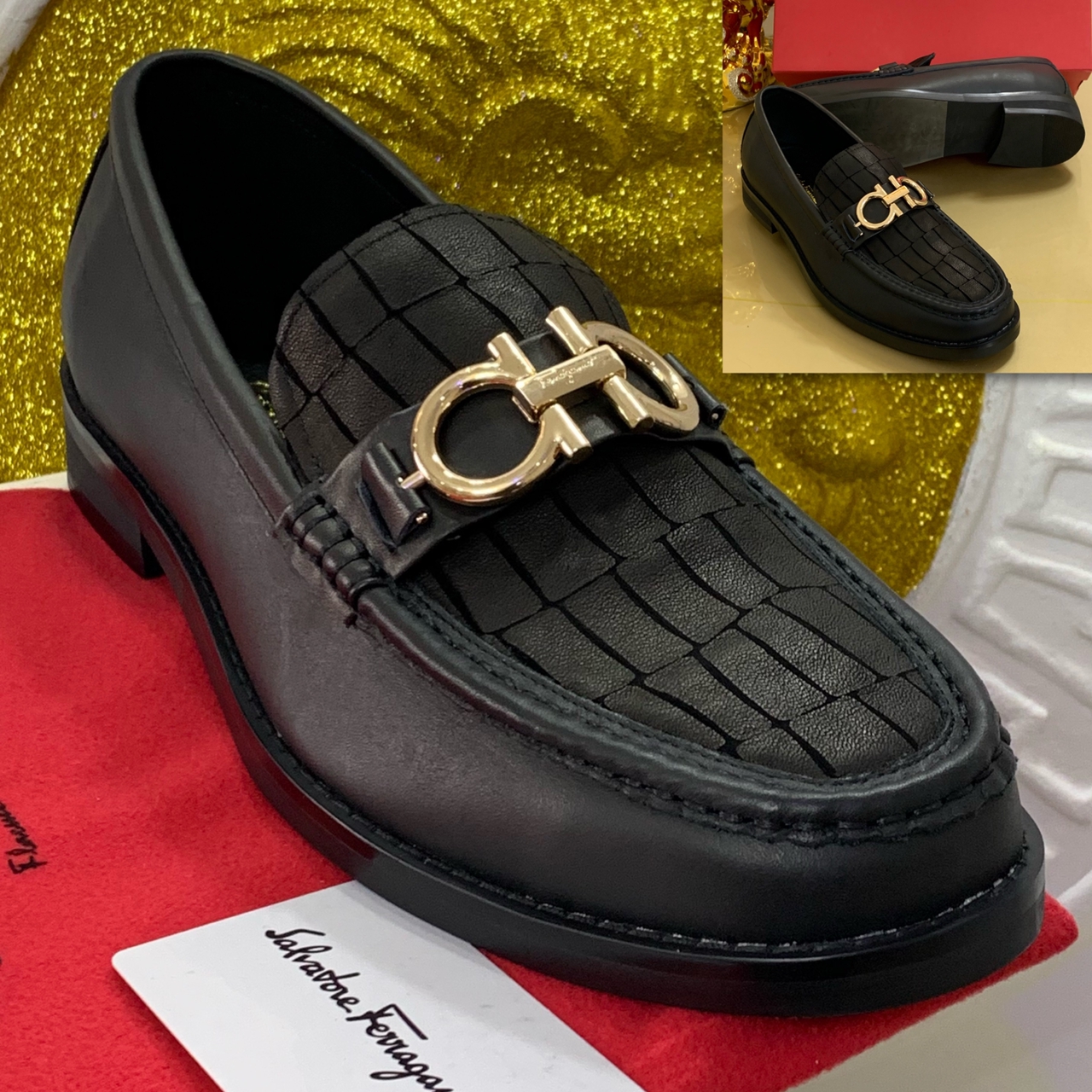 CLASSIC DESIGNER TEXTURED LEATHER LOAFERS
