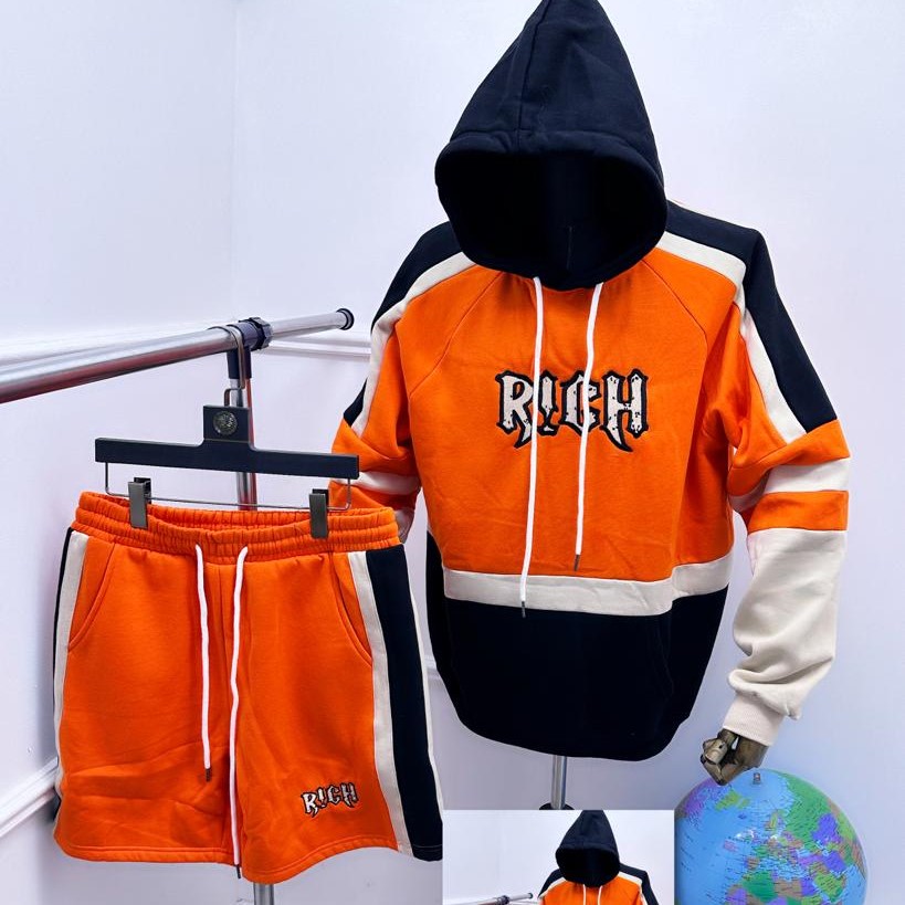 EMBROIDED DESIGNER UP & DOWN SHORTS/HOODIE