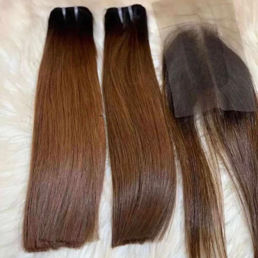 14 INCHES OMBRE BONE STRAIGHT HAIR WITH MATCHING CLOSURE