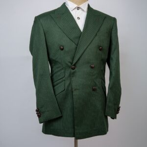 2 piece double breasted Regal green double breasted pinstripe suit