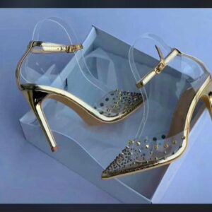 Ankle strap Transparent high heel shoe sandals for women