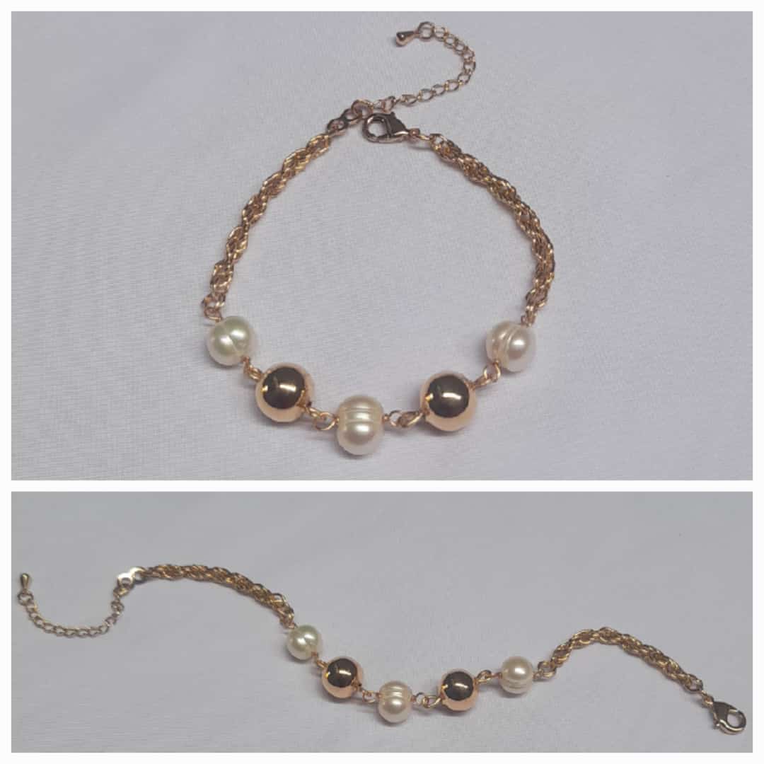 'Wande' pearl and gold bracelet