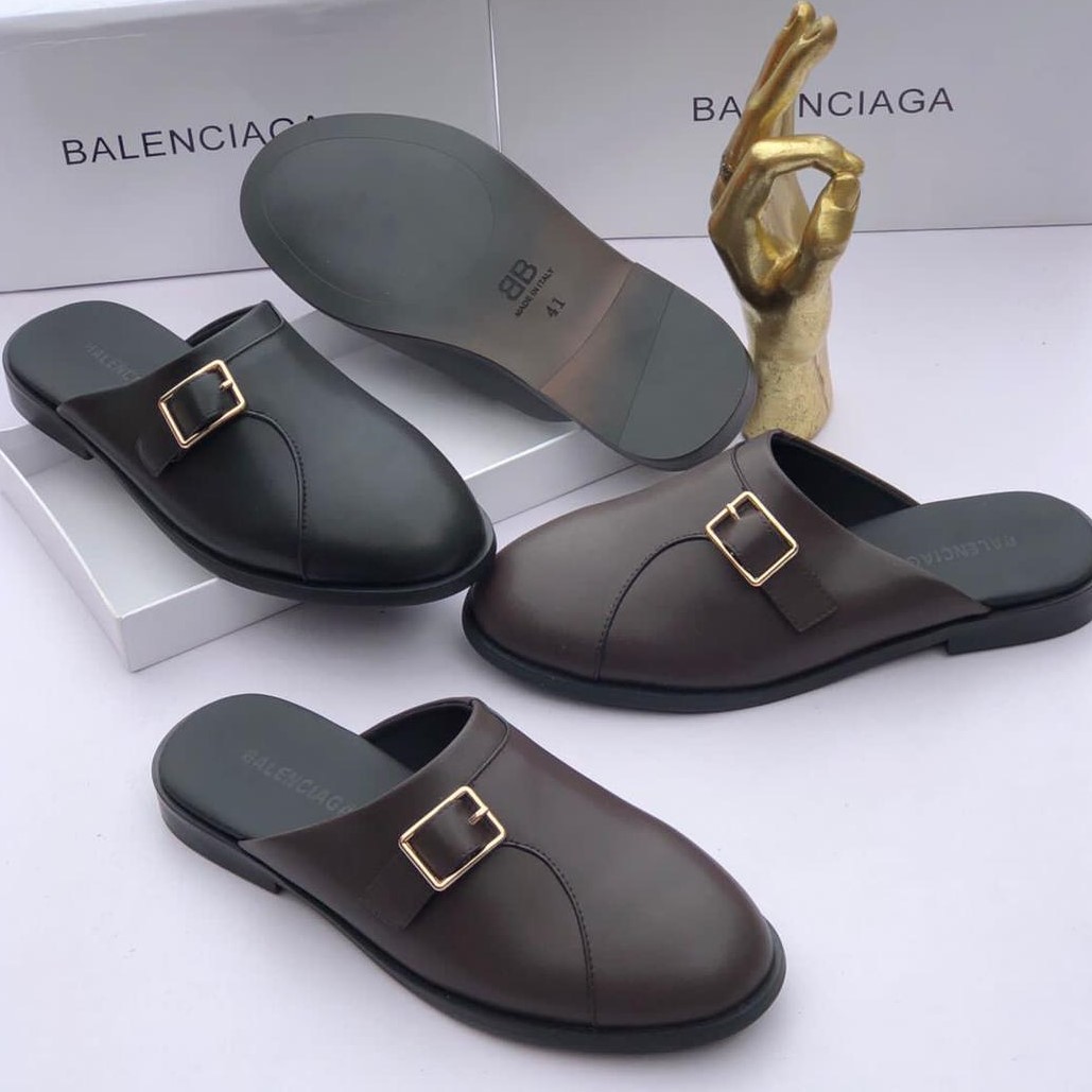 QUALITY BUCKLE LEATHER HALF SHOES
