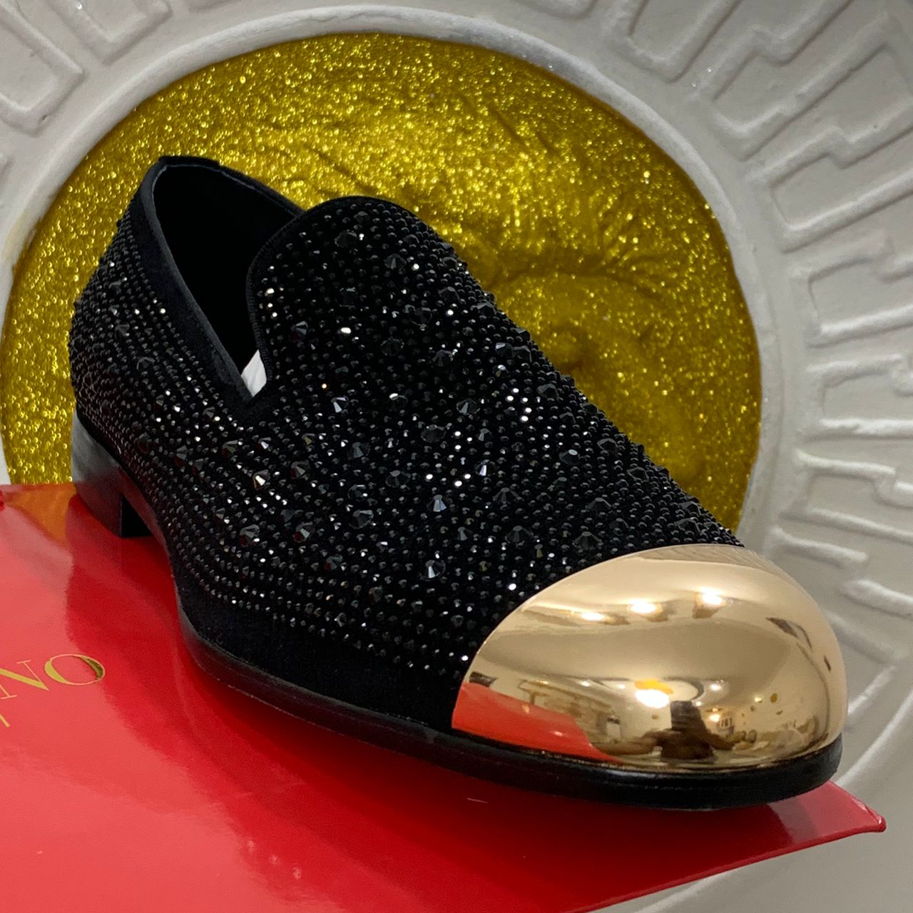 LUXURY STUDDED GOLD SUEDE LOAFERS