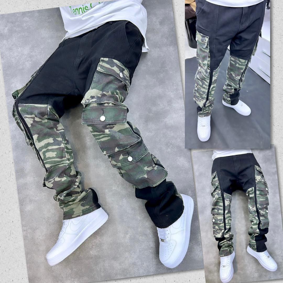 LUXURY CAMO PATCH BAGGY JEANS