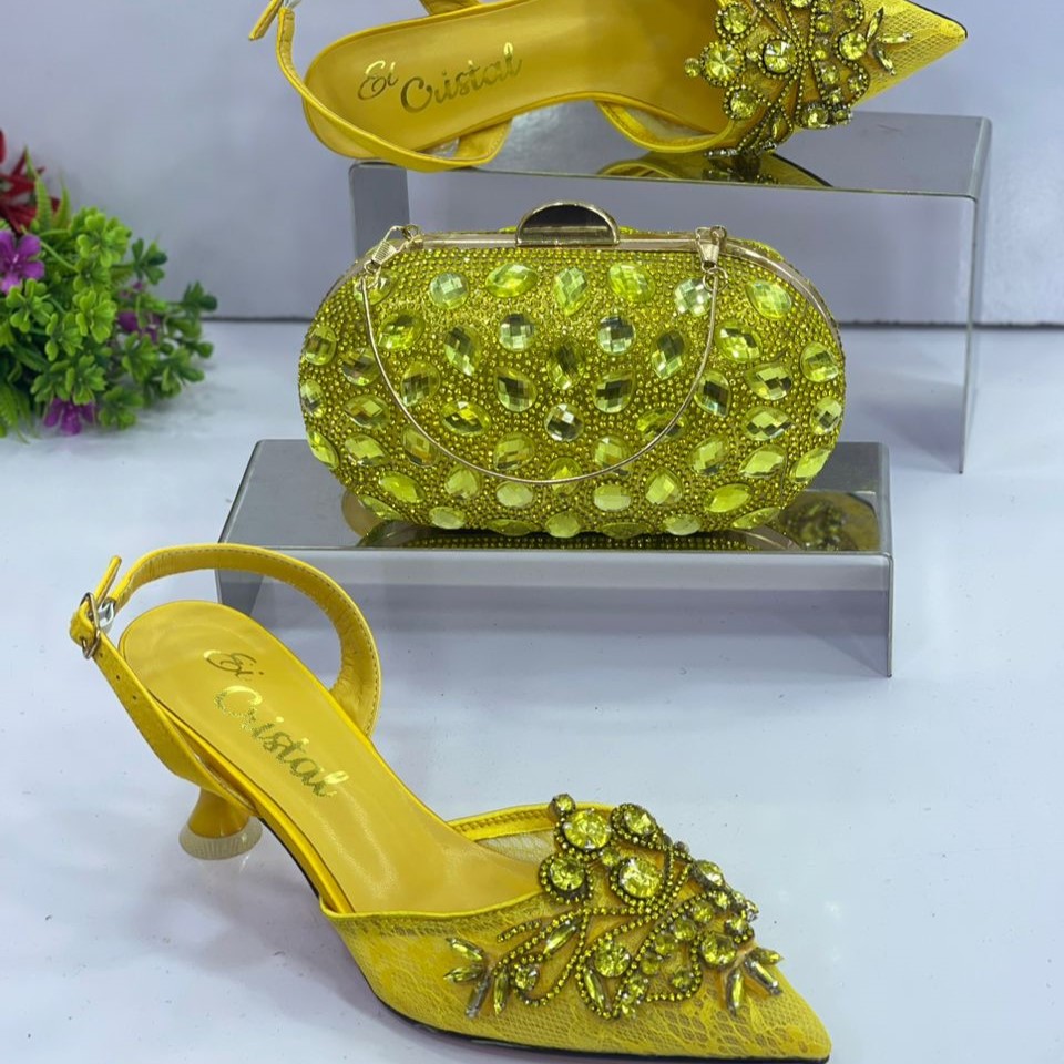 Yellow Bridal Clutch Purse and Matching Shoes