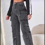 Black Combat Luxury Women Jeans 2